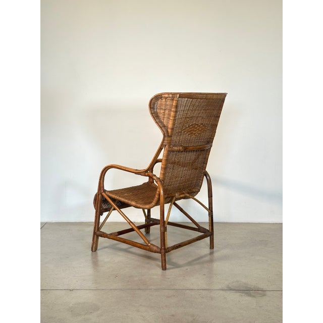 Wood Wicker and Bamboo Armchair, 1970s For Sale - Image 7 of 18