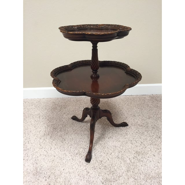 Vintage Chippendale Two Tier Colonial Revival Pie Crust Table Chairish