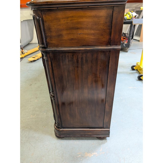 Brown 1990s Bernhardt Old World Dark Mahogany & Marble Top 4-Door Sideboard Buffet For Sale - Image 8 of 11