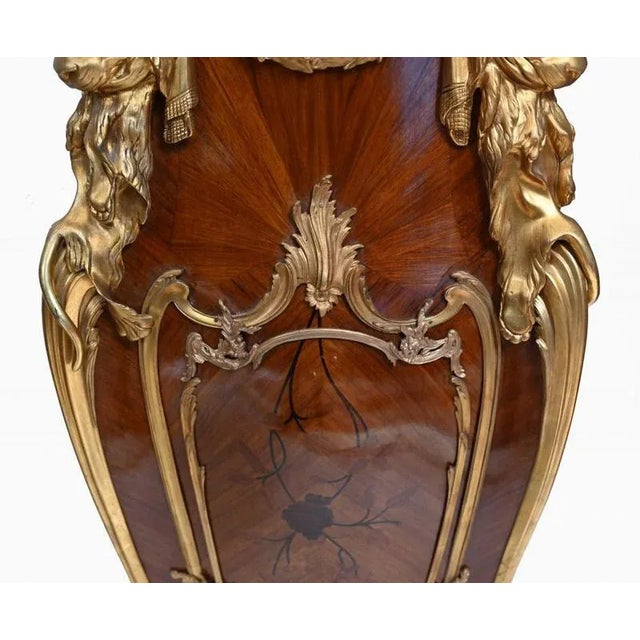 French Empire Tall Tables Linke Pedestal Stands with Inlay Gilt, Set of 2 For Sale - Image 9 of 10