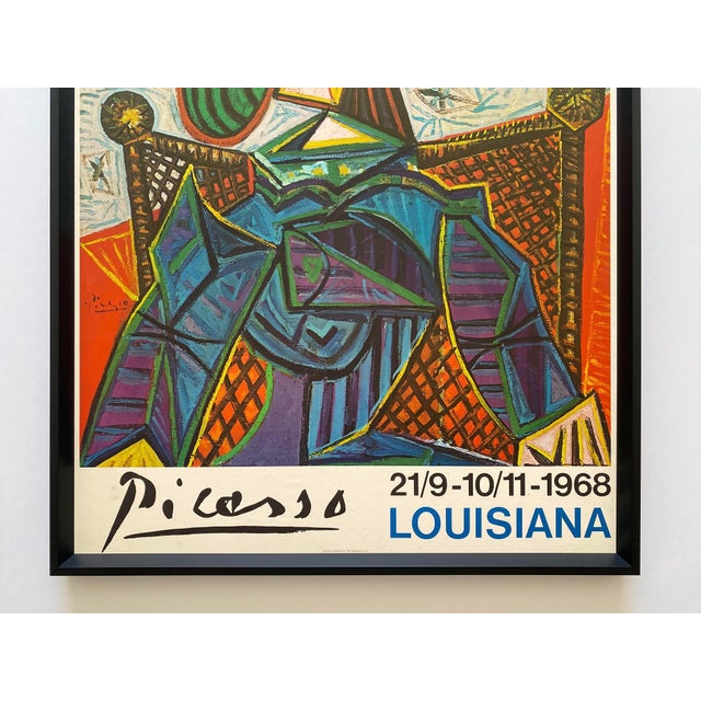 Mid-Century Modern Pablo Picasso Vintage 1968 Mid Century Danish Modern Lithograph Print Framed Cubist Exhibition Poster " Femme Assise Dans Un Fauteuil " 1941 For Sale - Image 3 of 18
