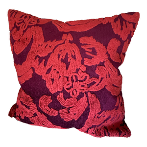 Discontinued Pottery Barn Natalia Damask Chenille Red Pillow Covers 22x22
