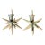 Pair Vintage Brass Starburst Wall Sconces – Star Candle Holders, Celestial Decor For Sale