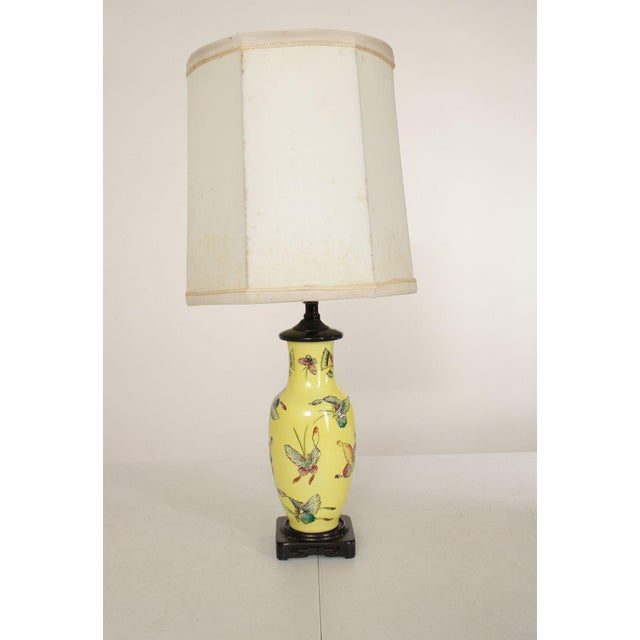 Chinese Chinese Pair of Famille Jaune Porcelain Table Lamps For Sale - Image 3 of 11