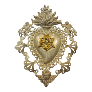 Late 19th Century Antique Ex Voto Angelic Sacred Heart Florence, Italy