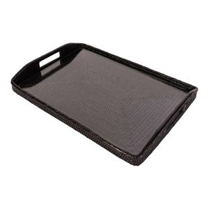 Artifacts Rattan 14-Inch Rectangular Tray with Glass Insert