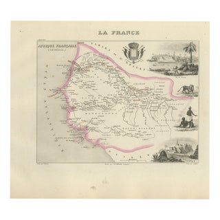 Antique Map of French Senegal, Goree and the Fouta-Djallon, 1860 For Sale