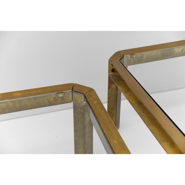 Model T09 Side or Coffee Tables in Brass and Glass by Peter Ghyczy, 1970s, Set of 2 For Sale - Image 12 of 18