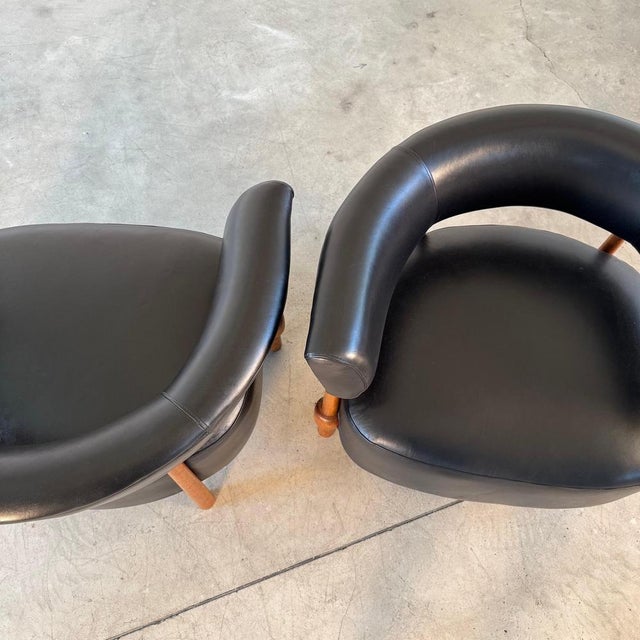 Lounge Chairs in Fine Black Leather and Ashwood from Forme, Set of 2 For Sale - Image 6 of 18