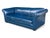 1960s 1960s Navy Blue Leather Roll-Arm Sofa With Brass Nailhead Trim and Wooden Bun Feet For Sale - Image 5 of 12