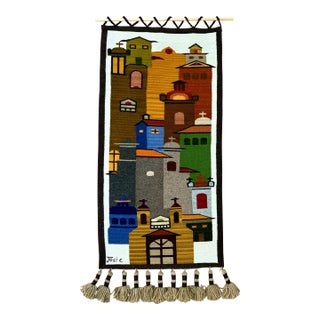 Vintage José Cotacachi Ecuadorian Wool Handwoven Andean Wall Hanging For Sale
