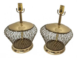 Brass Wired Table Lamps - A Pair