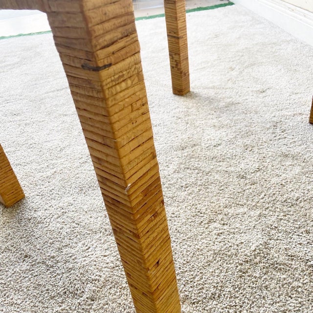 Brown Vintage Bohemian Rattan Side Table For Sale - Image 8 of 10