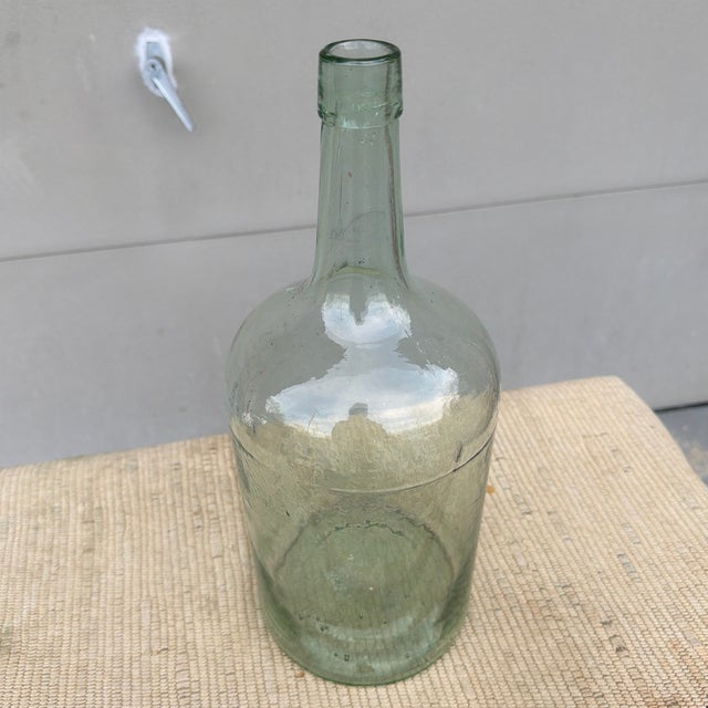 A Nice Antique Aqua Coloured Blown Glass Demijohn Bottle, 19th Century. For Sale - Image 12 of 12