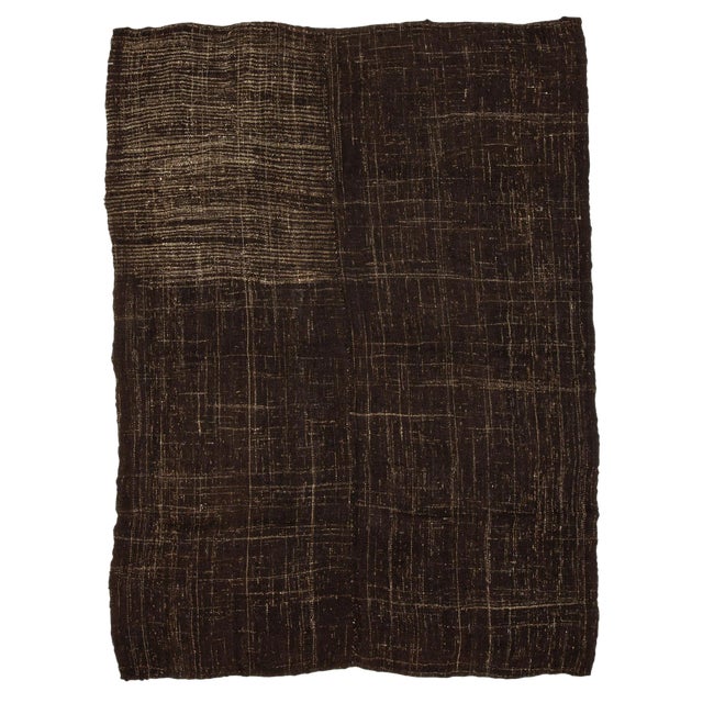 1960s Vintage Dark Brown Kilim Rug- 7′2″ × 9′4″ For Sale