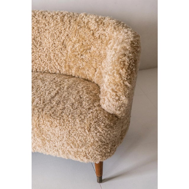 1940s 1940s Vintage Danish Curved Loveseat Sofa For Sale - Image 5 of 6
