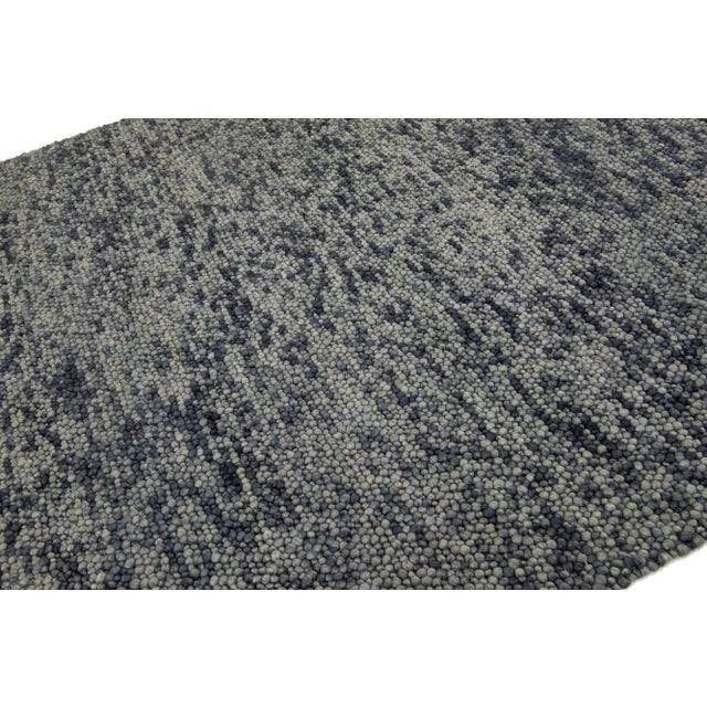 Modern Modern Gray Texture Wool Rug Handmade With Allover Motif For Sale - Image 3 of 9