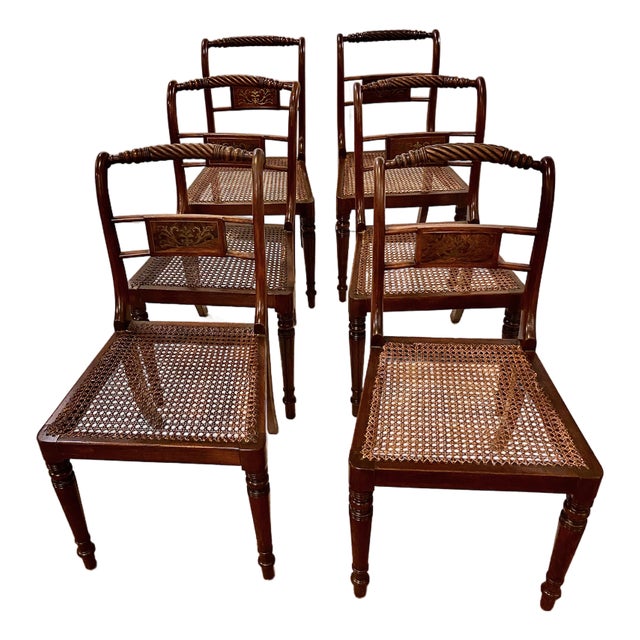 Set of 6 Hand-Carved English Regency Mahogany Dining or Side Chairs, 1800-1810 14 For Sale