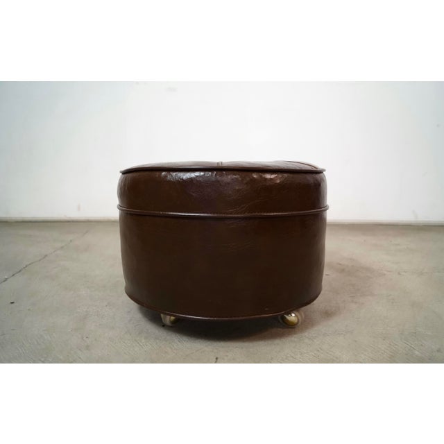 1970’s Mid-Century Modern Brown Pouf Ottoman For Sale - Image 4 of 9