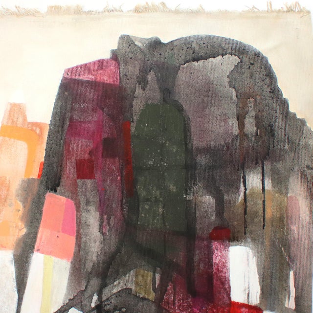 La Maison Rouge - Original Contemporary Abstract House Painting, Acrylic on Canvas by Maria C Bernhardsson For Sale - Image 4 of 6