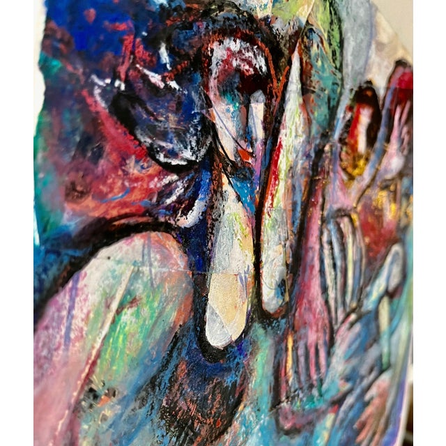 Arie Dubi, Israeli Judaica Original Painting, "Temptation" Dancing Polish Artist Arie Dubi For Sale - Image 4 of 5