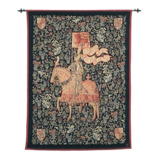 Le Chevalier Medieval Loom Woven Tapestry - 96 X 71 Cm (3'2" X 2'4") - Requires Rod Size 2 For Sale