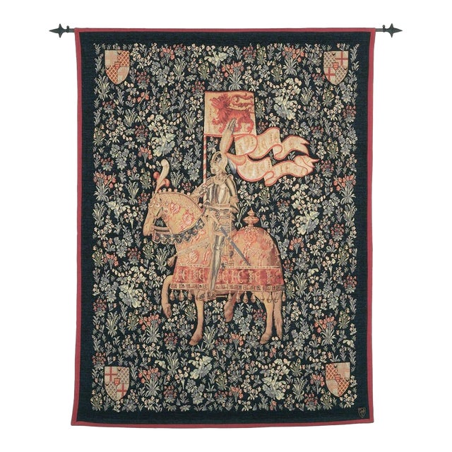 Le Chevalier Medieval Loom Woven Tapestry - 96 X 71 Cm (3'2" X 2'4") - Requires Rod Size 2 For Sale