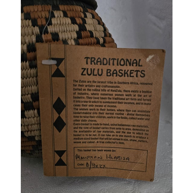Black Handcrafted Traditional Zulu Lidded Basket From KwaZulu South Africa For Sale - Image 8 of 10