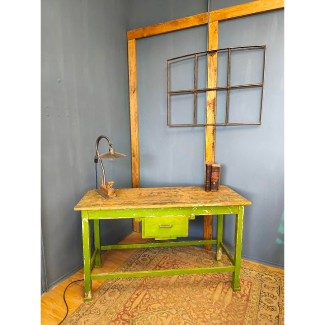 Industrial Wooden Worktable with Drawers, 1950s, in Good conditions. Designed 1950 to 1959