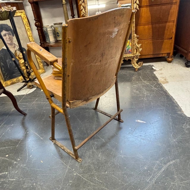 Vintage Industrial Chic Cinema Chair in Iron and Curved Wood from Vimercate, Milan, 1950s For Sale - Image 10 of 11