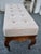 1980s French Country Window Bench Vintage Tufted Upholstered Carved End Stool For Sale - Image 5 of 15
