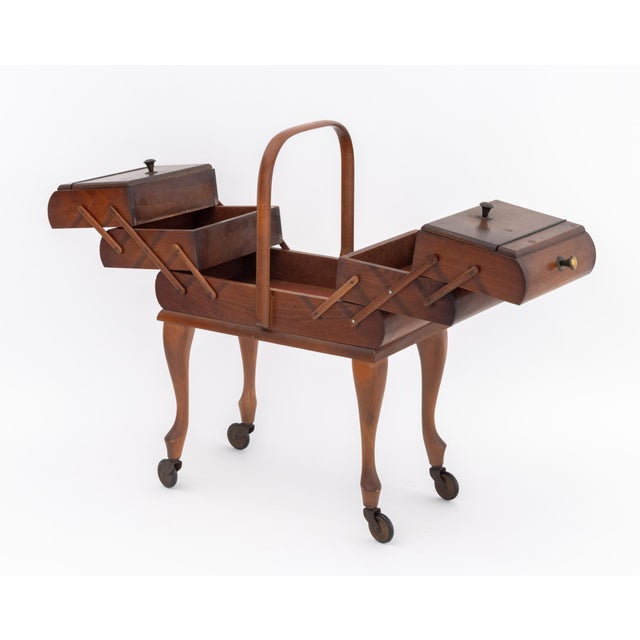 Brown Art Deco Walnut Sewing Box, Early 20th Century For Sale - Image 8 of 10
