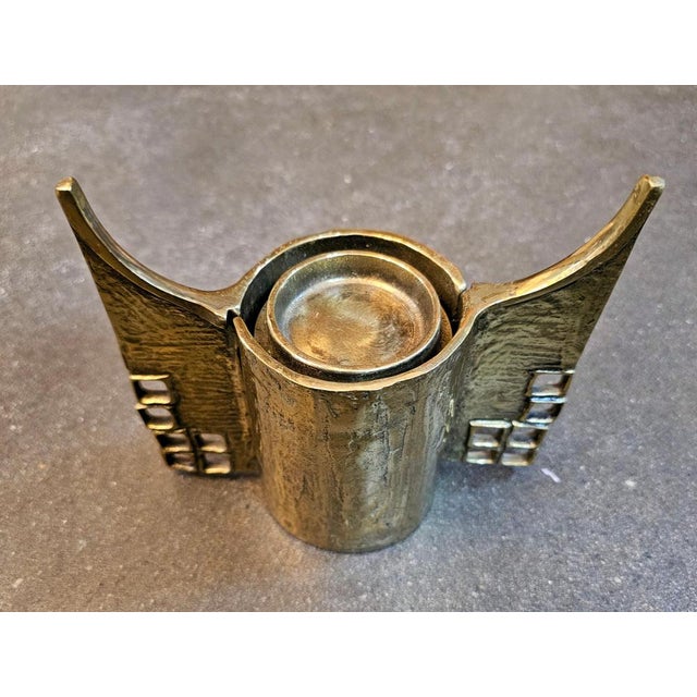 Metal Sculptural Brutalist Gilt Bronze Candleholder by Heinz Goll, 1960s For Sale - Image 7 of 8