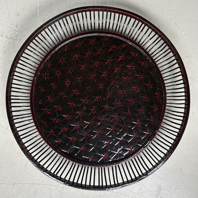 Black Rantai Lacquered Bamboo Obon Bowl, 1970s For Sale - Image 8 of 13
