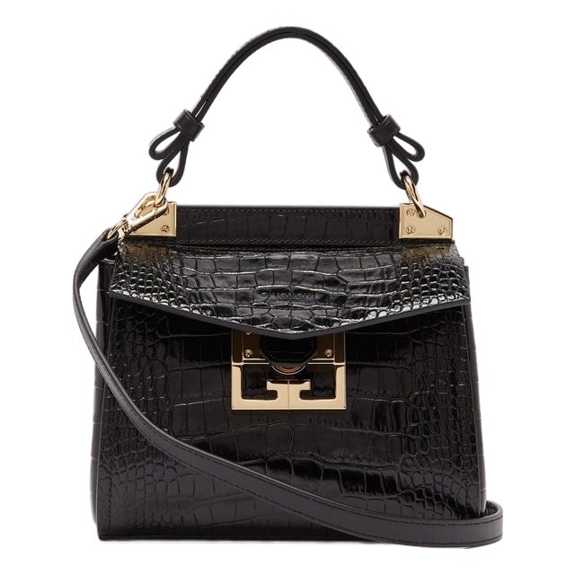 2020s Givenchy Embossed Leather Shoulder Bag Top Handle Mystic Mini Croc-Embossed, Attributed For Sale