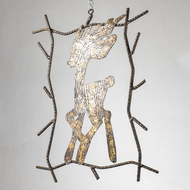 1980s Handcrafted Wrought Iron Picture of Bambi Deer, 1980s For Sale - Image 5 of 10