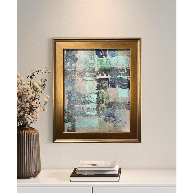 This original mixed-media abstract painting by J. Kent Martin is inspired by aerial views of farmland and the ordered...