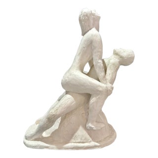 1960s Larry Mohr Plaster Erotic Lovers Sculpture Signed From Artist Estate For Sale