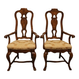 Set of 2 Hibriten Furniture Italian Neoclassical Tuscan Style Splat Back Dining Arm Chairs 637-556 For Sale