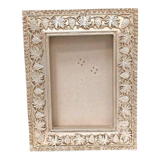 Ornate Mediterranean Wood 6.5x5 Picture Frame Carved Grape Leaves Champagne Gold For Sale