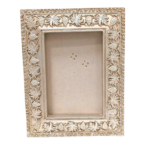 Ornate Mediterranean Wood 6.5x5 Picture Frame Carved Grape Leaves Champagne Gold