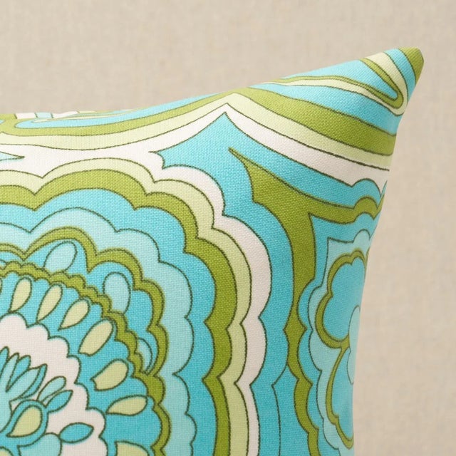 This pillow features Morning Sunrise Indoor/Outdoor by Trina Turk for Schumacher with a knife edge finish. Created by...