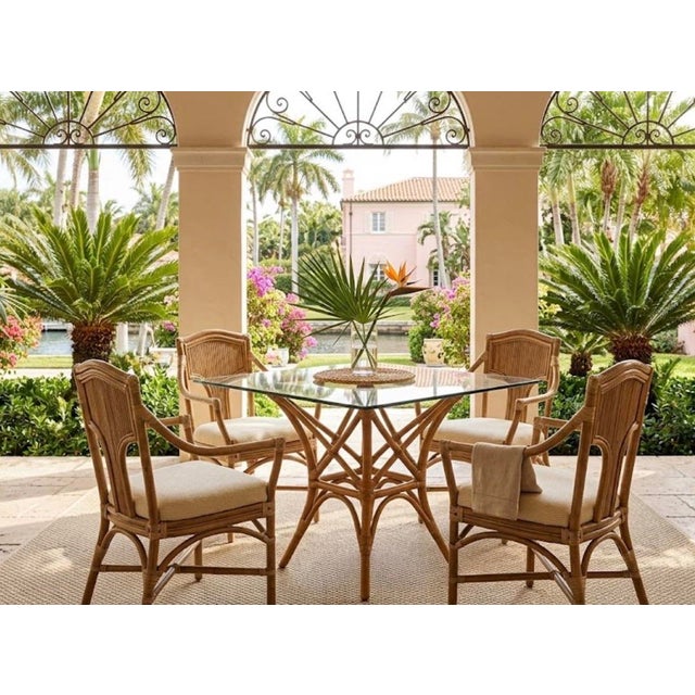 Mid-century rattan, reed chairs. McGuire quality, with leather wrapped joints. Rattan with light white wash complements...