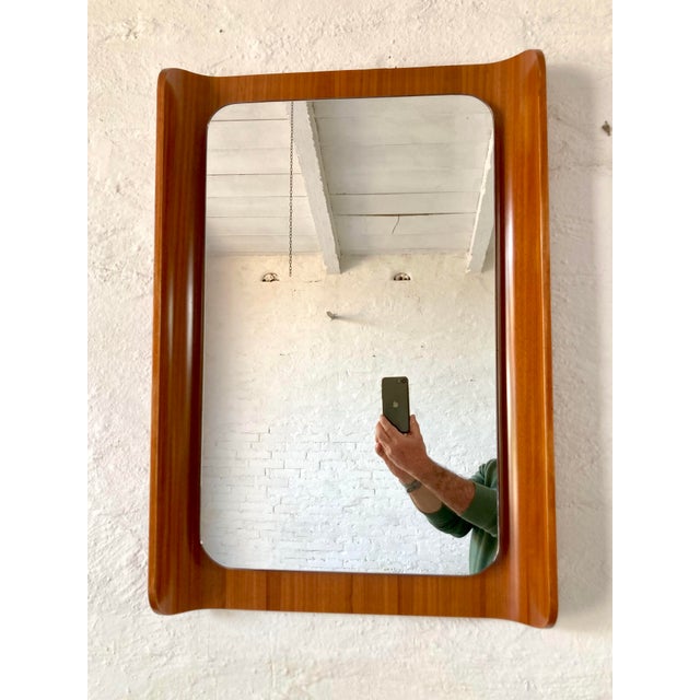 Wood Mid-Century Modern Mirror in Curved Plywood, Italy, 1960s For Sale - Image 7 of 7