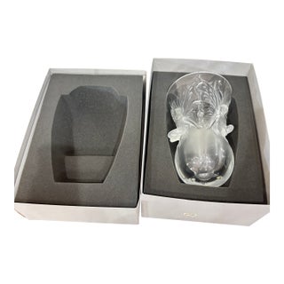 Large Lalique "Fairy" Three Winged Sprites Vase in Polished & Frosted Crystal. For Sale