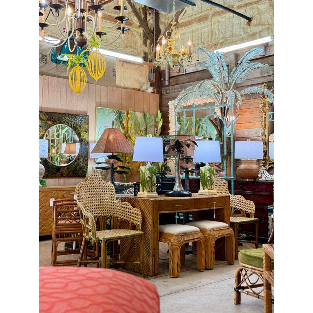 Vintage French-Style Rattan Bistro Side Arm Chairs With Handwoven Cane – Pair For Sale - Image 12 of 12