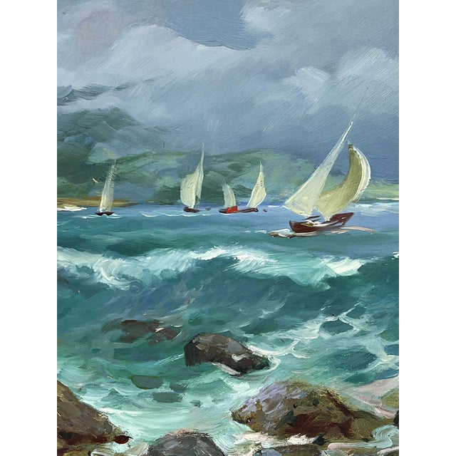 Blue Oil Painting the Beginning of a Storm at Sea Yuriy Suprunchuk For Sale - Image 8 of 11