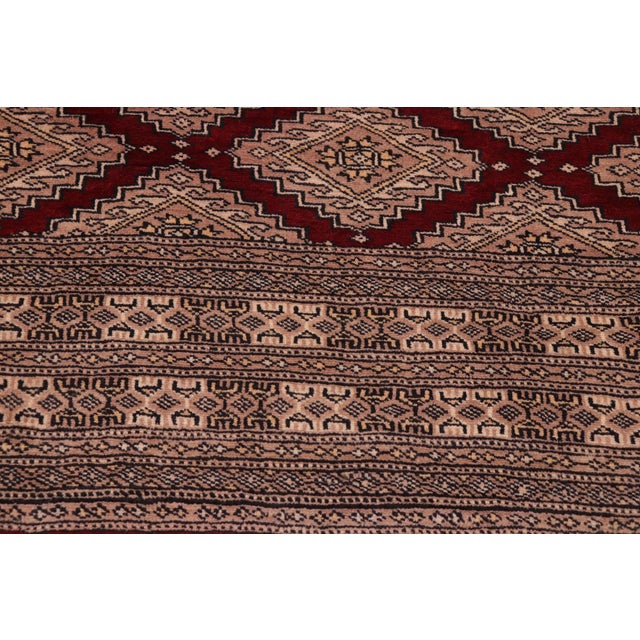 Textile 1980s Shabby Chic Tribal Bokhara Red/Taupe Hand Knotted Wool Rug For Sale - Image 7 of 9