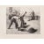 An excellent First Edition period black and white offset lithograph (print) of drawing "Tree Planting Group" by American...