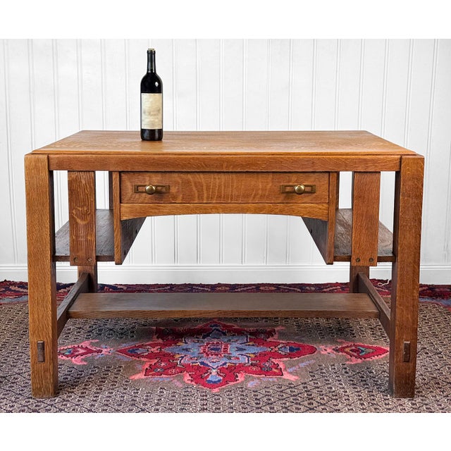 - Original 1910's Writing Desk by Charles Limbert - Solid Oak with a Wonderful Quartersawn Grain - Deep Satin Finish with...